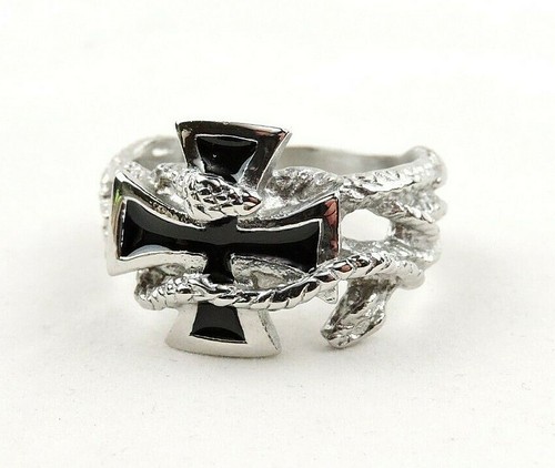 Stainless Steel Cross Ring With Snakes - Free Gift Packaging | eBay