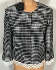 NWT ST. JOHN Knits Textural Grid Caviar Bianco Topper Jacket Blazer sz 10 1495