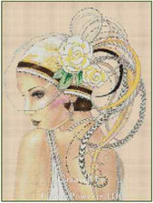 Art Deco Lady in Gold Counted Cross Stitch Chart  No. 1-4
