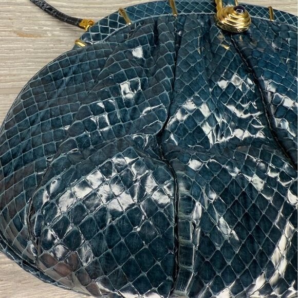 Judith Leiber Python Evening Bag medium clutch cr… - image 4