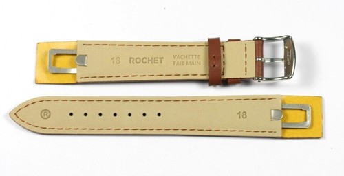 HAND MADE OPEN ENDED LEATHER WATCH STRAP 18MM BROWN HIGH QUALITY ROCHET NEW - Picture 5 of 6