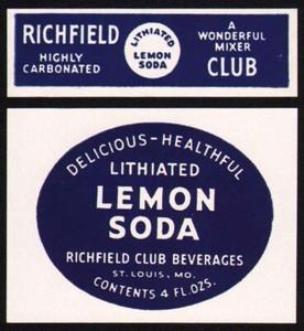 Vintage soda pop bottle label RICHFIELD LITHIATED LEMON St Louis Missouri nrmt+