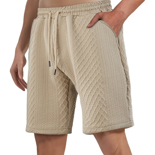 Pantaloncini uomo casual tinta unita retrò larghi e texture sport e casual spiaggia - Foto 8 di 33