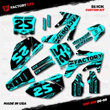 Black & Cyan Slick Racing Graphics Kit fits Honda CRF250R 06-09 Crf 250 Crf250