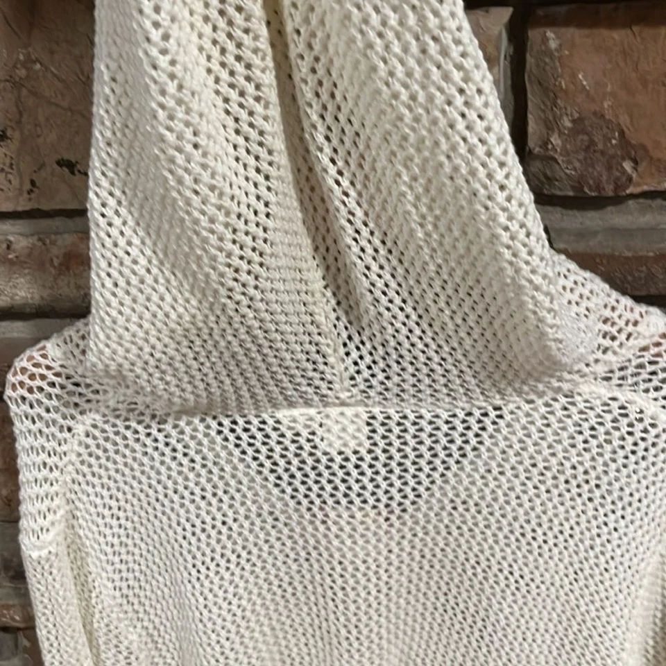 Roxy After Beach Break Open Knit Relaxed Fit Ivory Hoodie - Image 4 of 4