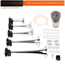 12v Silver Loud 5 Trumpet La Cucaracha Musical Air Horn For Car Truck New