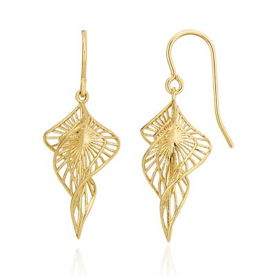 Carat Yellow Gold Filigree Spiral Drop Earrings UK