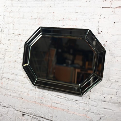 Vintage Modern Art Deco Revival Style Octagon Muti Panel Beveled Wall Mirror - Picture 15 of 22