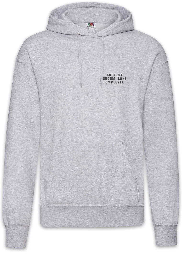 Groom Lake Employee Hoodie Pullover Alien Invader Haunebu 12 Grey Area 51 UFO
