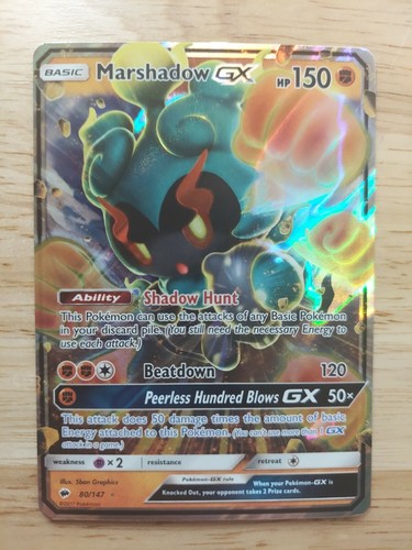 Marshadow GX 80/147 - Burning Shadows NM Ultra Art Pokemon Card 