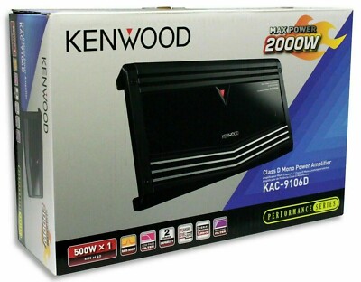 Kenwood KAC-9106D Mono 2000w Max Subwoofer Amplifier 1000 Watt RMS