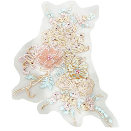 Rose Flower Plants Pearl Embroidery Patches Sew on Clothing Coat Applique Patch - Imagen 5 de 9