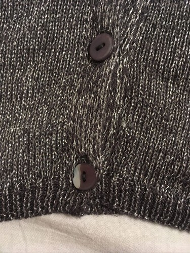 LILI GAUFRETTE PARIS Silver & Black Metallic Glitter Cardigan, Pockets, Size 6 - Picture 4 of 4