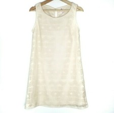 XHILARATION Shift Crochet Mini A Line Dress Sleeveless Chevron Women Small Ivory