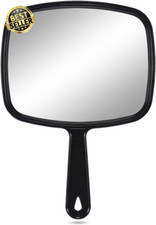 Large Hand Mirror, Salon Barber Hairdressing Handheld Mirror with Handle (Square