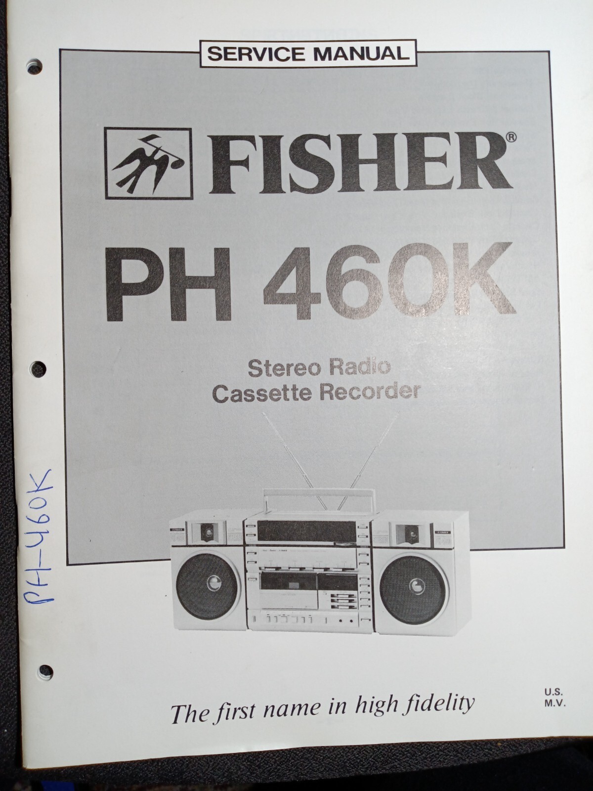 Fisher PH-460K Stereo Radio Cassette Recorder Service Manual Original