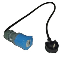 1m Power Cable UK BS1363 13A Plug to 16A Commando / Ceeform Socket