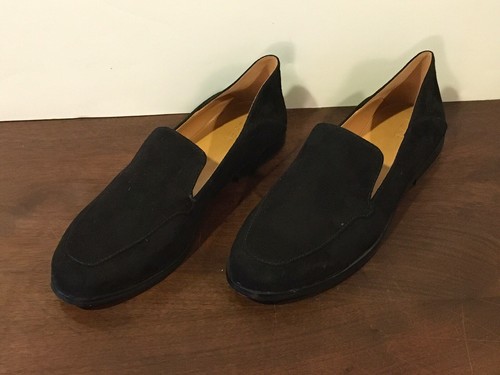 J Crew Womens Black Suede Loafers Sz. 8 