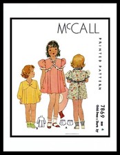 McCALL 7869 Dress Frock  Shorts Panties GIRL Fabric Sewing Pattern 4 1930's