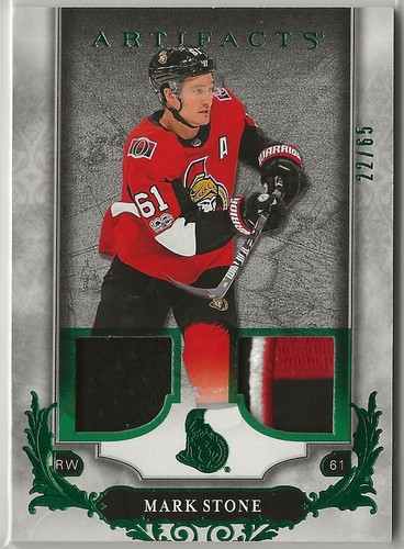 2018 2018-19 Artifacts Materials Emerald Jersey Patch #18 Mark Stone 22/65 - 第 1/2 張圖片