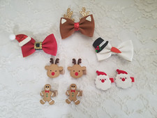 ADORABLE UNIQUE 9 Pcs Barrettes Alligator Hair Clips Christmas SANTA SNOWMAN HAT