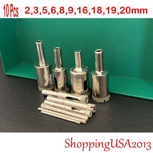 10 pcs 2-20mm Diamond Coated tool drill bit hole saw set glass ceramic marble@@ - Picture 3 of 6