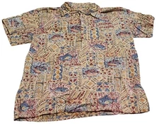 Hawaiian Tunic Shirt 2XL Tall Men Barefoot In Paradise  Reverse Print Aloha Fish