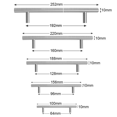 10-100x Manijas de muebles Manija de puerta Taller Manija de armario 64-320mm Manija de barra Manijas - Imagen 13 de 14