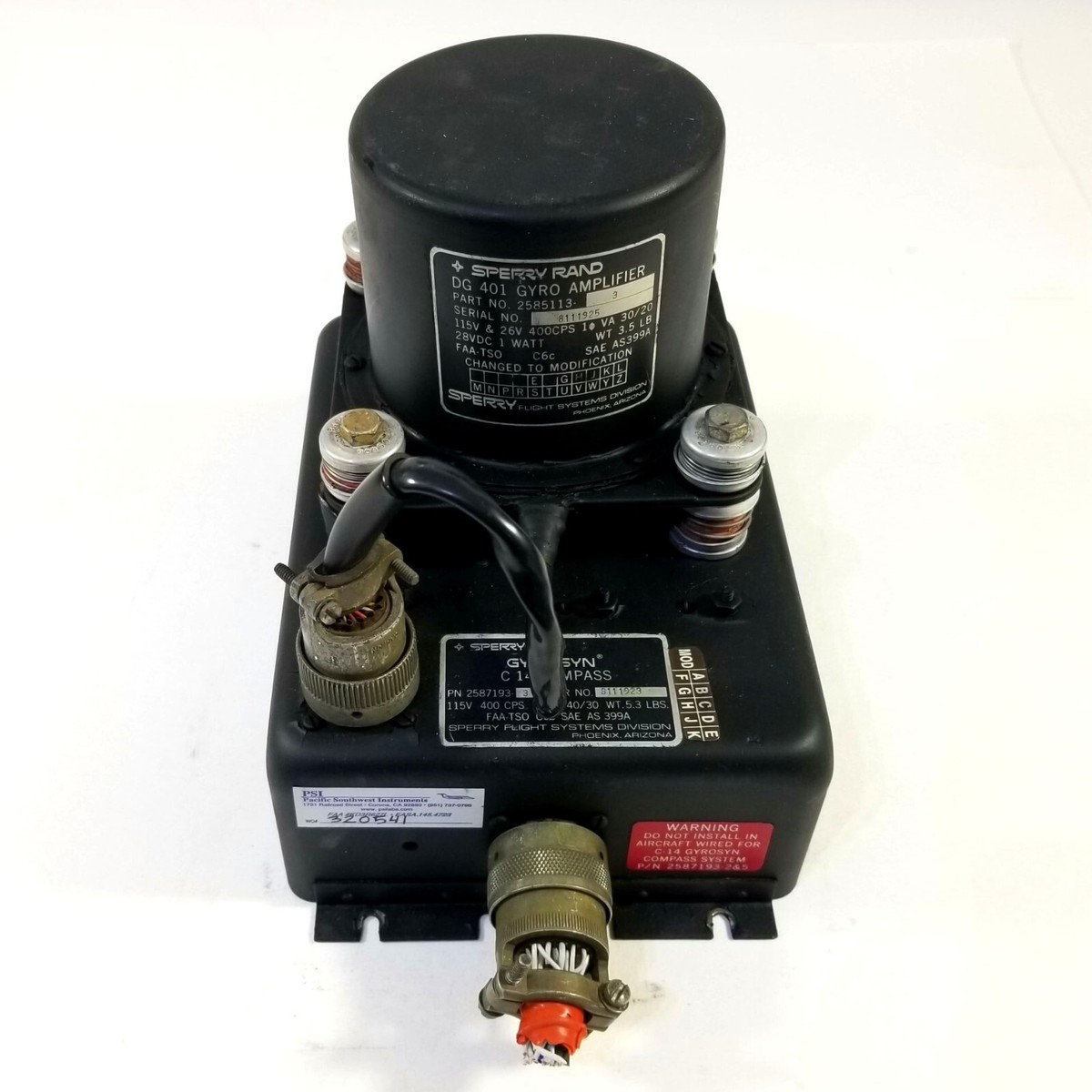 Sperry DG 401 Gyro Amplifier 2585113-3, C 14 Compass 2587193