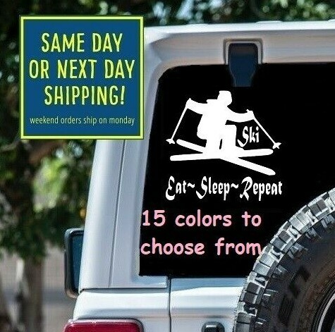 7 Sizes MALE SNOW SKI EAT SLEEP REPEAT Car Window DECAL STICKER MacBook Laptop - Bild 1 von 2