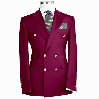 Double Breasted Business Men's Suit Jacket Formal Groom Tuxedo Party Prom Blazer