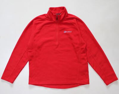 Men's Berghaus 1/4 Quarter Zip Fleece Pullover Jumper Top Lightweight Red (L)