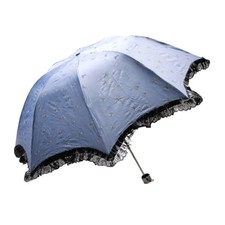 Women Girl Woman Fashion Bow Dots Umbrella with Lace Chiffons Purple