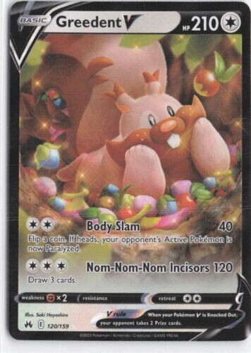 Pokémon TCG Greedent V Sword & Shield - Crown Zenith 120/159 Holo Ultra Rare - Picture 1 of 1