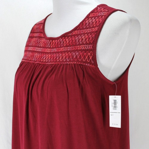 Camiseta sin mangas Old Navy para mujer S roja bordada rayón nueva - Imagen 4 de 7