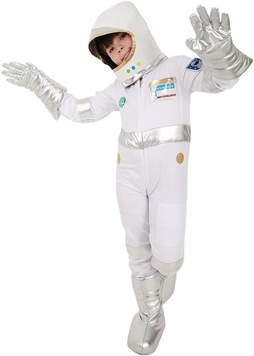 Kids Astronaut White Halloween Jumpsuit Costume with Gloves Shoes Cover - Picture 3 of 6