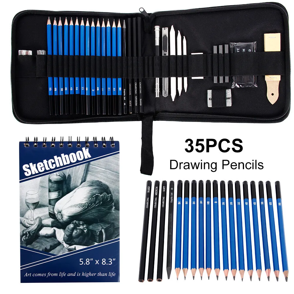 36pc Professional Sketching Drawing Set Art Pencil Kit Artists Graphite  Charcoal