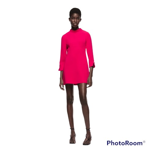 ZARA Womens Bright Pink Button Neck 