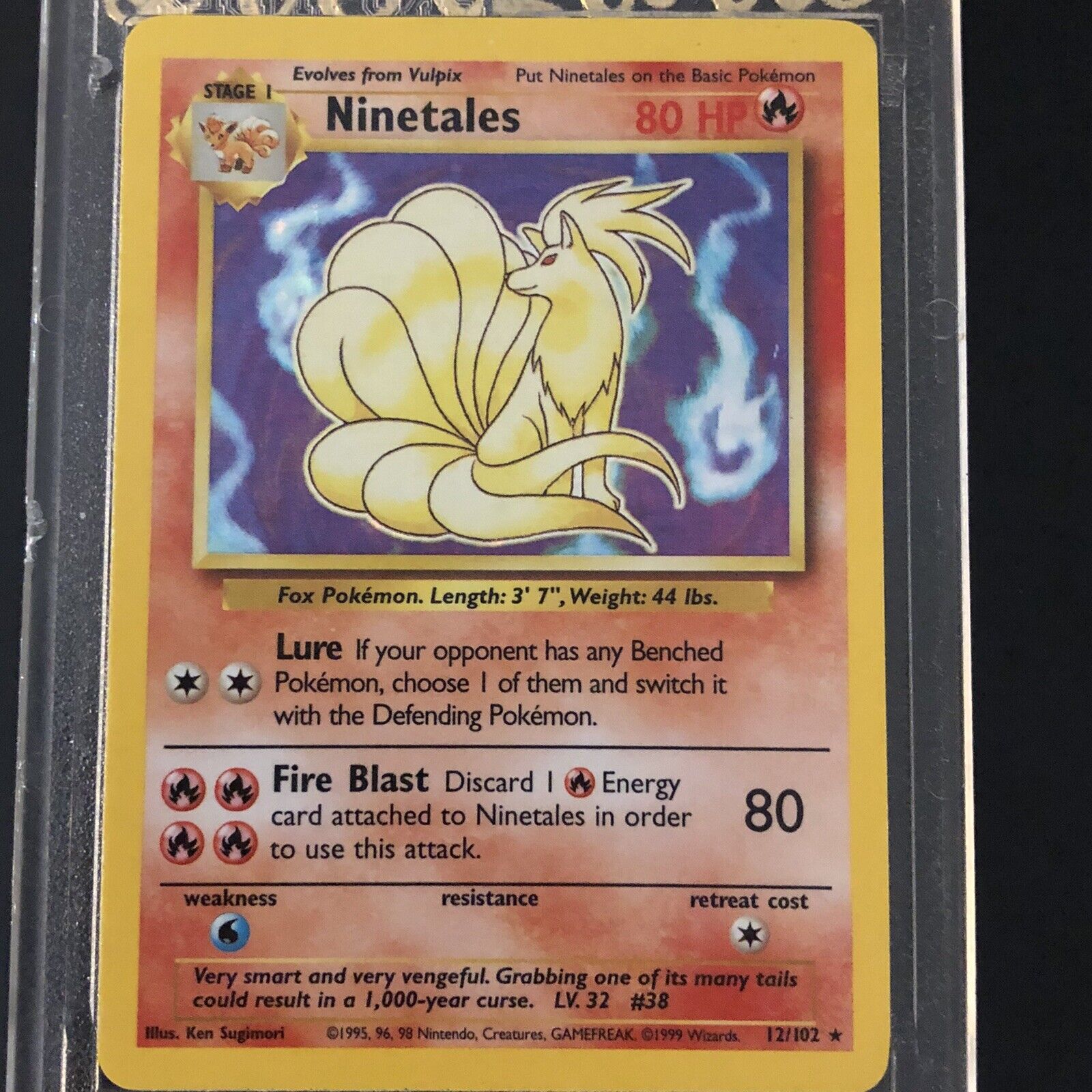 Pokémon Card Ninetales 12/102 Base Set Holo Rare Anime Collectible
