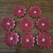 L 1401 Princess House Holiday Poinsettia Red Luncheon Plates 8 1/2"D (8) RET HTF