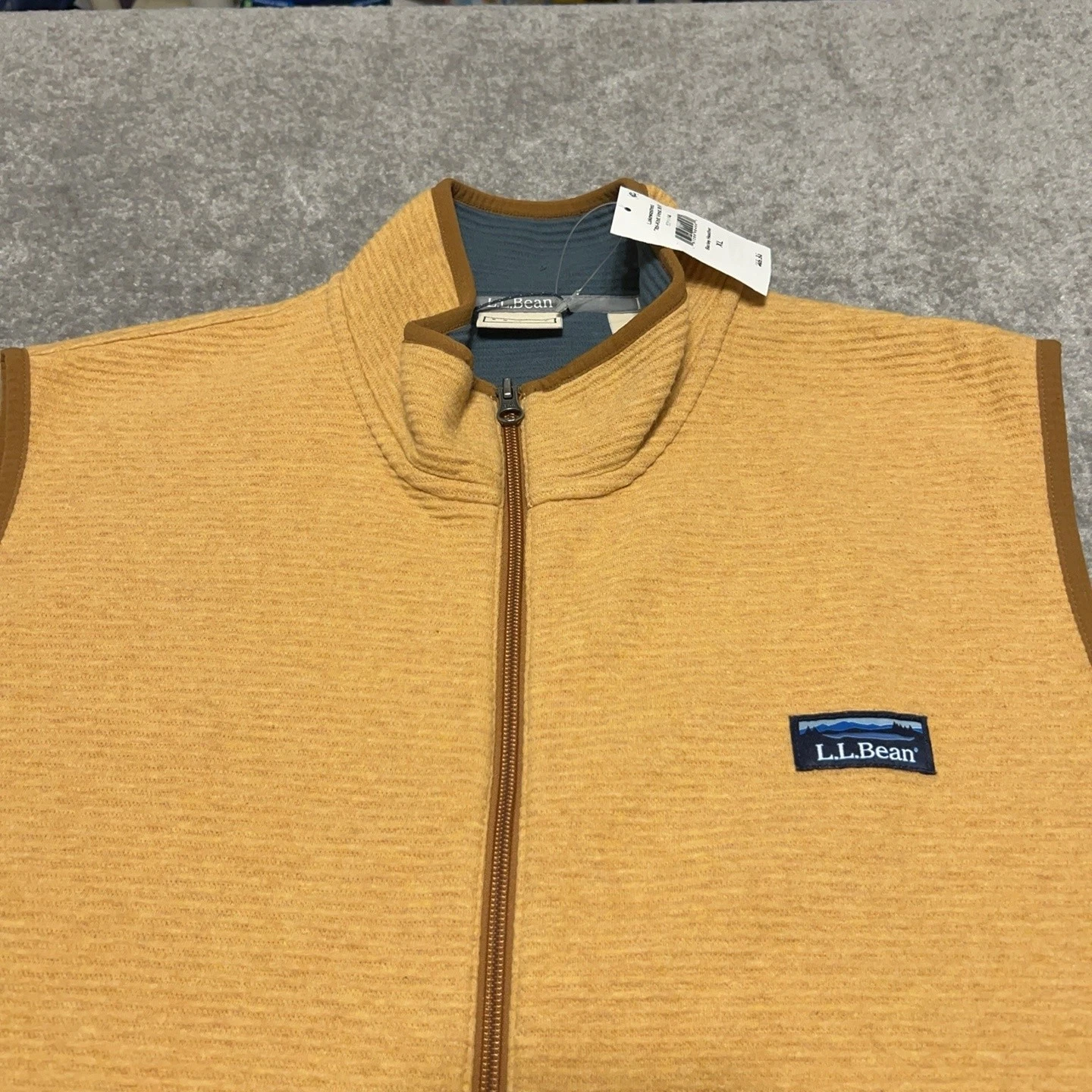 LL Bean Vest Mens XL Barley Heather Lakewashed Double Knit Full Zip NEW $69.95 image 2