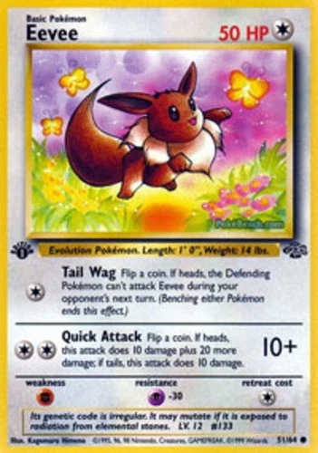 Heavily Played Eevee - 51/64 - Common - 1st Edition Pokemon Jungle