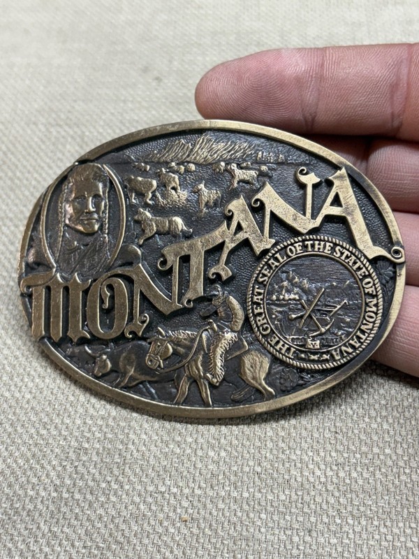 Montana Silversmith Co State of Montana State Seal Brass Belt Buckle