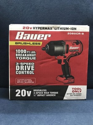 BAUER BRUSHLESS 20 V 3 SPEED HIGH 1/2'' IMPACT WRENCH TOOL ONLY-2085CR-B