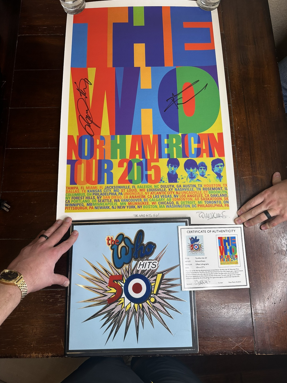 The Who Tour 2015 Poster Mint Signed by Artist and Townshend Daltrey Autographed