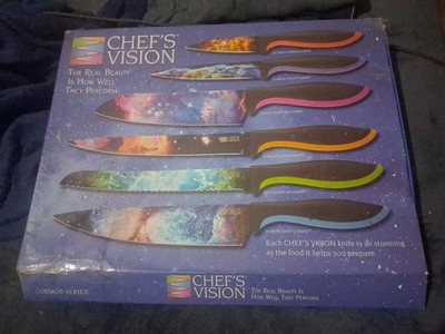 Chef's Vision Cosmos Kitchen Knife Set, Six (6) Stainless Steel Knives, New