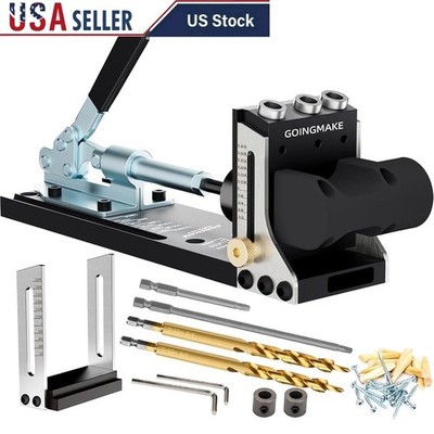Pocket Hole Jig Tool Easy Setup Adjustable Drill Guide Durable Aluminum Alloy US