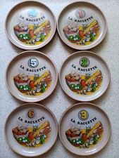 Gien France Lot de 6 assiettes en céramique décor «