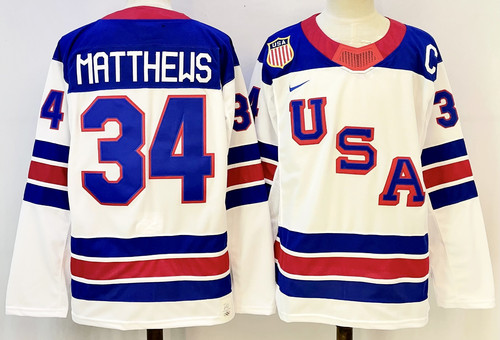 #34 Auston Matthews Team USA Jersey All Sizes