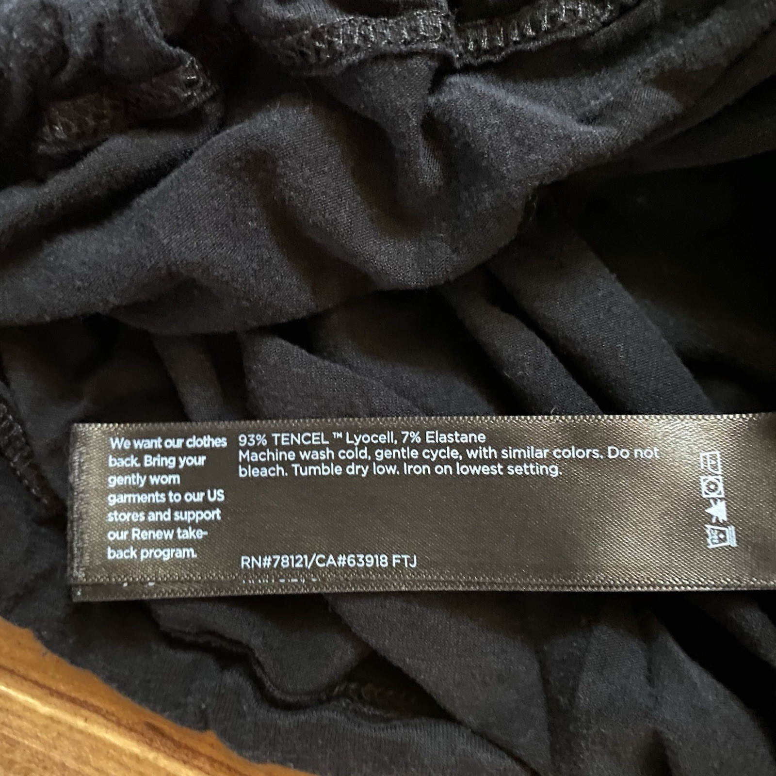 Eileen Fisher L Black Fine Jersey Knit Square Top Bateau Neck Drawstring Waist